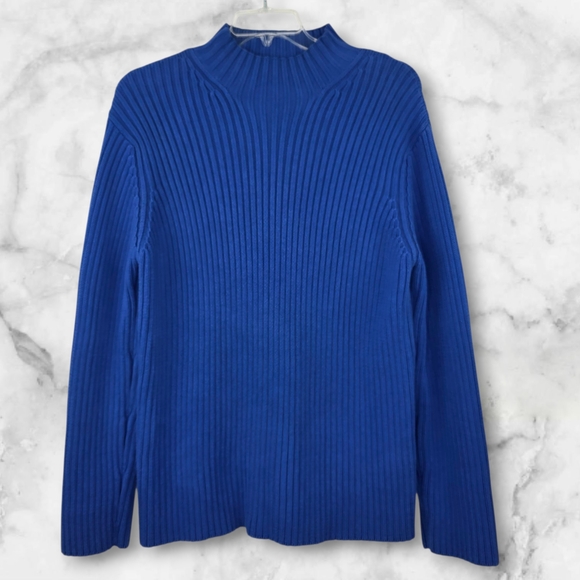 Lauren Ralph Lauren Vibrant Blue Chunky Ribbed Turtleneck Sweater Size XL - Picture 1 of 5